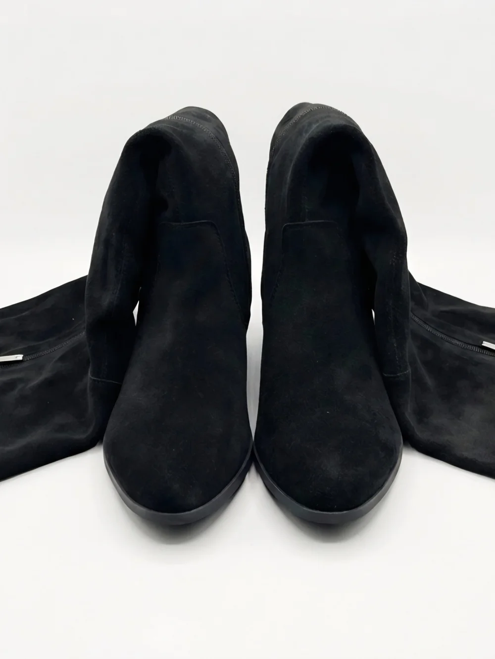Women’s Black Over-the-Knee Suede Boots with Side Zip